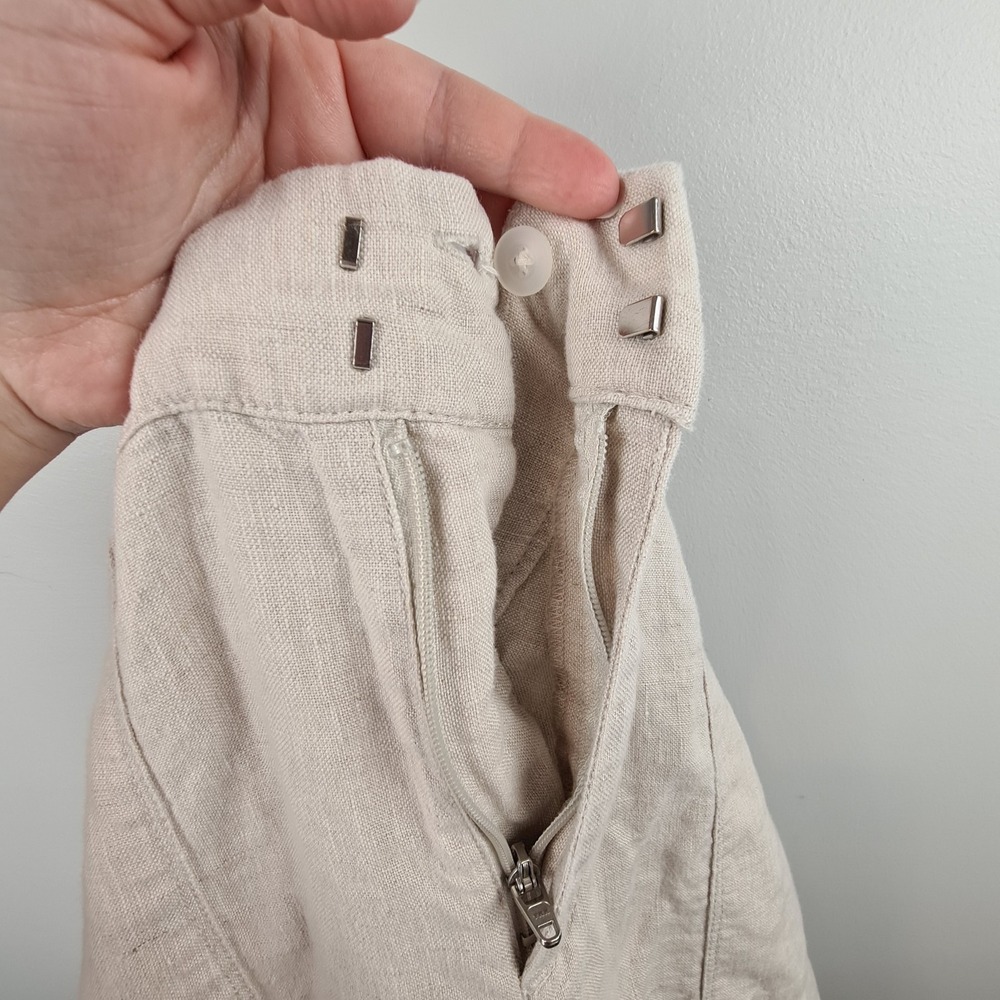 Athleta Women's Size 14 Beige Linen Voyager Chambray Pants Lightweight Ankle‎ - Picture 11 of 11